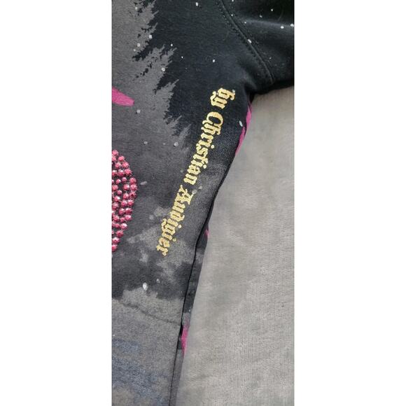 Crystal Rock Christian Audigier Womens Medium Embellished rhinestone Hoodie Y2K - Picture 4 of 13